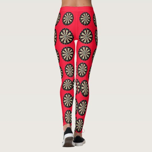Dusty Red Dartboards Bullseye Pattern Leggings (Achterkant)