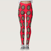 Dusty Red Dartboards Bullseye Pattern Leggings (Voorkant)