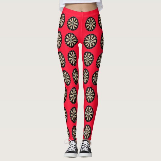 Dusty Red Dartboards Bullseye Pattern Leggings (Voorkant)