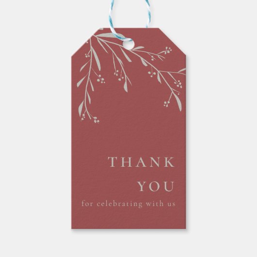 Dusty Red Leaves en Berries Wedding Favor Labels Cadeaulabel (Voorkant)