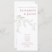 Dusty Red Leaves en Berries Wedding Programme (Voorkant / Achterkant)