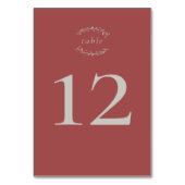 Dusty Red Leaves en Berries Wedding Table Number Kaart (Achterkant)