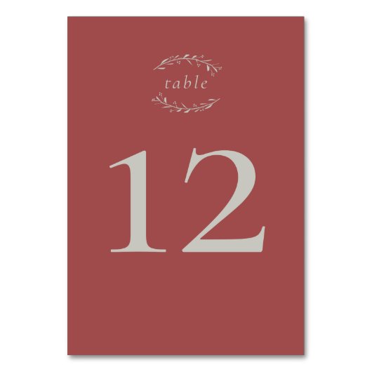 Dusty Red Leaves en Berries Wedding Table Number Kaart (Voorkant)