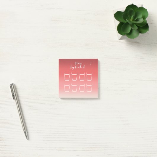 Dusty Red Pink Gradient Water Drink Tracker Post-it® Notes (Kantoor)