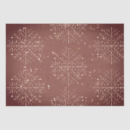 Dusty Red Snowflakes Kerst Tissue Paper Tissuepapier (Voorkant)