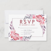 Dusty Red Waterverf Spring Flower Floral Wedding RSVP Kaartje (Voorkant)