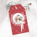 Dusty Red & White Christmas Wreath Foto Cadeaulabel<br><div class="desc">Vakantiefoto cadeau label met een eenvoudige kerstkrans. Voor meer geavanceerde aanpassing van dit ontwerp,  klikt u op de BUTTON DESIGN TOOL hierboven!</div>