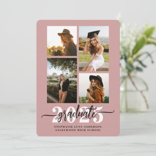 Dusty Roos 4 Fotocollage Afstudeerder Aankondiging (Staand voorkant)