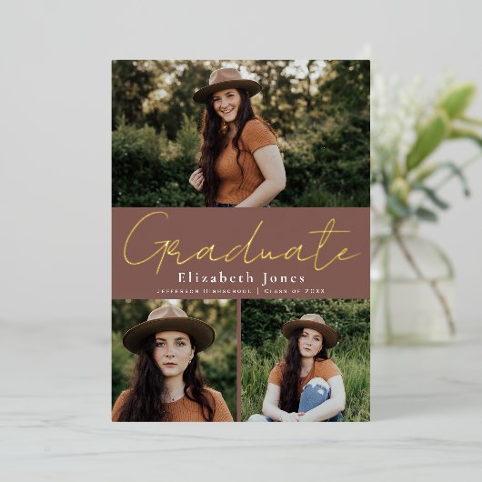 Dusty Roos Afstuderen Foto Folie Aankondiging (Staand Voorkant)