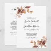 Dusty Roos All in One Boho Eucalyptus Wedding Kaart (Voorkant / Achterkant)