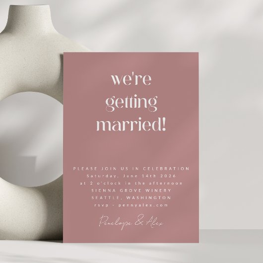 Dusty Roos All in One Minimalist Modern Wedding Kaart