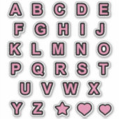 Dusty Roos and Black Capital Letters Alphabet Sticker (Voorkant)