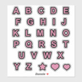 Dusty Roos and Black Capital Letters Alphabet Sticker (Vel)