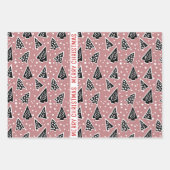 Dusty roos and black Merry kerstboomvakantie Inpakpapier Vel (Voorkant)