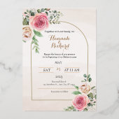 Dusty roos and blush floral bruiloftFoil Invitatio Folie Uitnodiging (Voorkant)