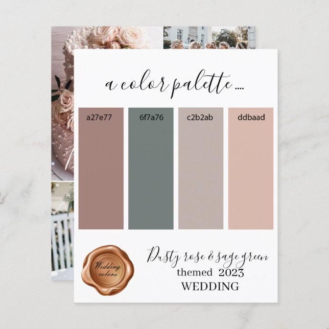 Dusty roos and sage green Wedding Color Palette C (Voorkant / Achterkant)