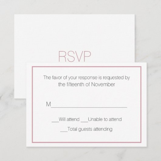 Dusty Roos and White Wedding Response Kaart (Voorkant / Achterkant)