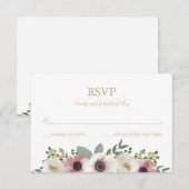 Dusty Roos Anemone Bouquet RSVP Card (Voorkant / Achterkant)