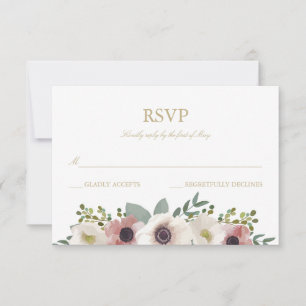 Dusty Roos Anemone Bouquet RSVP Card
