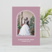 Dusty Roos Arch Custom Photo Weddenschap Reception Kaart (Staand voorkant)