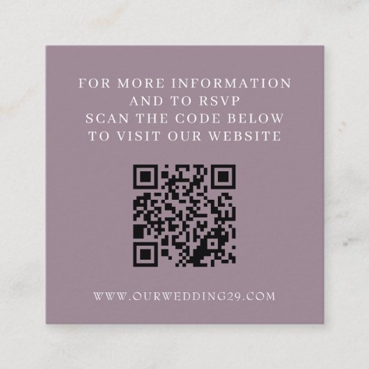 Dusty Roos Aspen Tree Wedding QR Informatiekaartje (Voorkant)