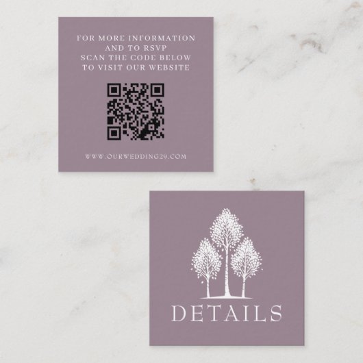 Dusty Roos Aspen Tree Wedding QR Informatiekaartje (Voorkant / Achterkant)