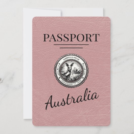 Dusty Roos Australia Passport Bewaar de datum Save The Date (Voorkant)