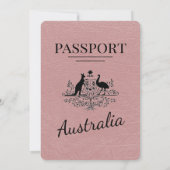 Dusty Roos Australia Passport Wedding Invitation Kaart (Achterkant)