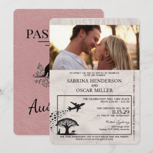 Dusty Roos Australia Passport Wedding Invitation Kaart