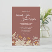 Dusty Roos Autumn Boho bruiloft Kaart (Staand voorkant)