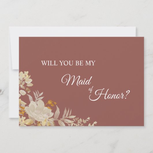 Dusty Roos Autumn Boho Maid of Honor proposal Kaar Kaart (Voorkant)