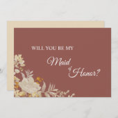 Dusty Roos Autumn Boho Maid of Honor proposal Kaar Kaart (Voorkant / Achterkant)