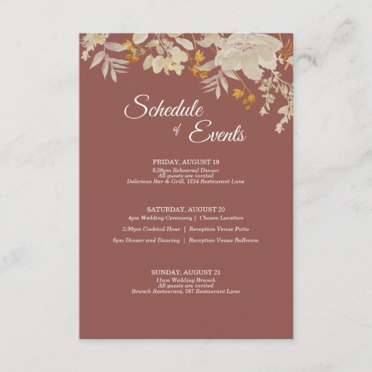 Dusty Roos Autumn Boho Schedule Enclosure Kaart (Voorkant)