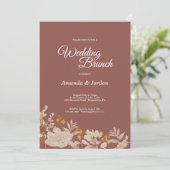 Dusty Roos Autumn Boho Wedding Brunch Invitation Kaart (Staand voorkant)