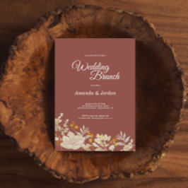 Dusty Roos Autumn Boho Wedding Brunch Invitation Kaart