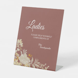 Dusty Roos Autumn Boho Wedding Dames Bathroom Reclamebord Met Voetstuk