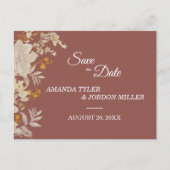 Dusty Roos Autumn Boho Wedding Save the Date Aankondigingskaart (Voorkant)