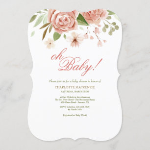 Dusty Roos Baby shower Invitation Kaart
