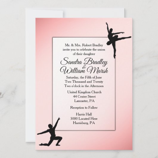 Dusty Roos Ballet Dance Wedding Uitnodiging (Voorkant)