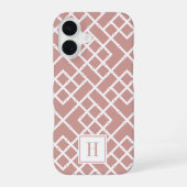 Dusty Roos Bamboo Lattice Monogram iPhone 16 Hoesje (Achterkant)
