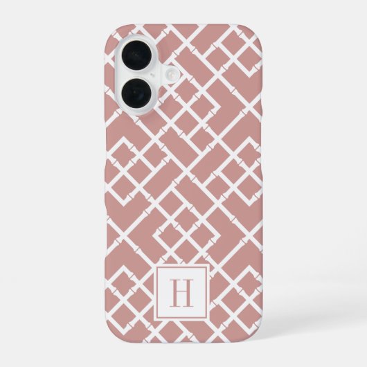 Dusty Roos Bamboo Lattice Monogram iPhone 16 Hoesje (Achterkant)