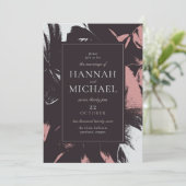 Dusty Roos Black Abstract Floral Wedding Kaart (Staand voorkant)