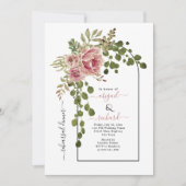 Dusty roos bloemen aartsbisdom bruiloft, diner kaart (Voorkant)