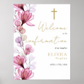 Dusty Roos Bloemen Bevestiging Welkomstbord Poster (Voorkant)