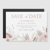 Dusty Roos Bloemen Blush Wedding Save the Date Magnetische Uitnodiging (Voorkant / Achterkant)