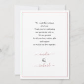 Dusty roos bloemen, boog met fotobruiloft bedankkaart (Achterkant)