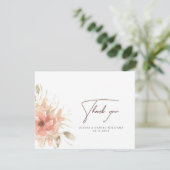 Dusty Roos Bloemen bruiloft Dank u kaart (Staand voorkant)