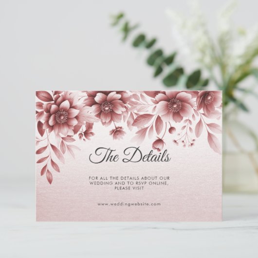 Dusty Roos Bloemen Detail Behuizing Kaart (Staand voorkant)