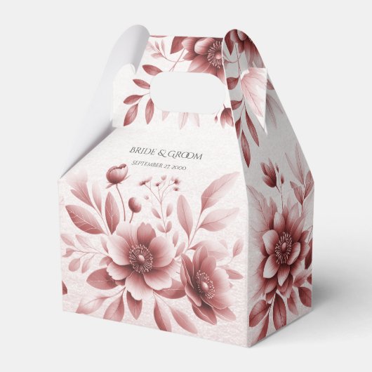 Dusty Roos Bloemen Favor Box Bedankdoosjes (Voorkant Zijde)