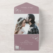 Dusty Roos Bloemen Foto bruiloft uitnodiging (Buitenkant)